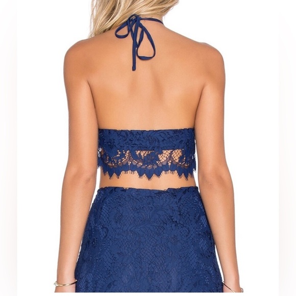 For Love and Lemons Maui Waui Navy Lace 2 piece Set, Size Large New! - Picture 10 of 10